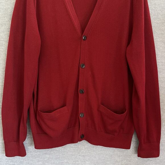 Lands' End Supima Grandpa Cardigan Sweater Mens L Heritage Preppy Cabin Pockets - Picture 3 of 9